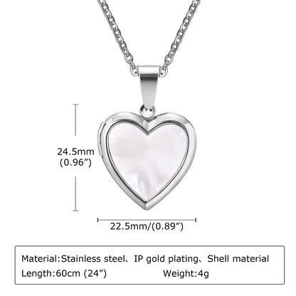 Light Heart Locket Pendants for Women Men Openable Photo Frame Glossy Stainless Steel Necklaces Family Love Collar