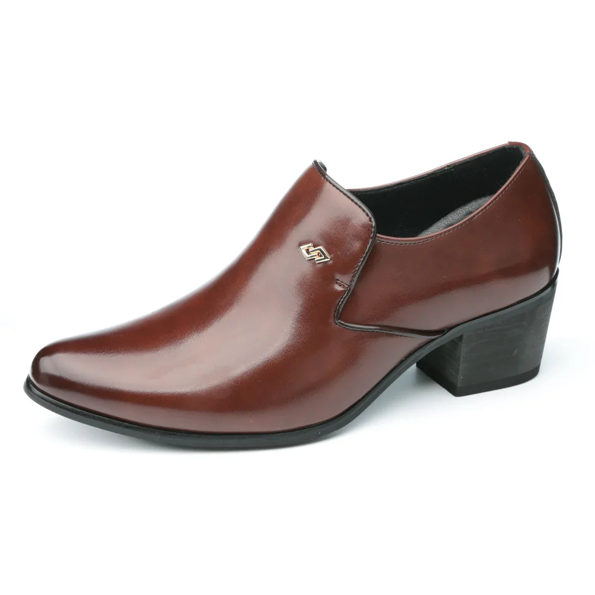Premium leather men shoes slip on loafers European brand business casual wedding party plaid design height increasing