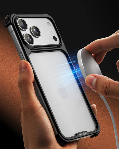 Metal Phone Case for iPhone 17 Pro Max /17Pro No Back Design Protective Cover Shockproof Bumper Compatible With MagSafe