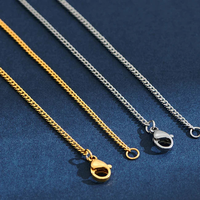 2mm Wide Stainless Steel Link Chain Necklace for Men and Women Silver Color and Gold Color Available Length 14"-30"