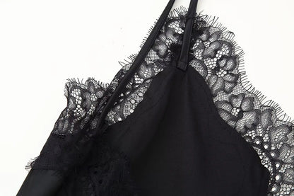 Lady Elegant Lace Halter Y2K Dress Satin Asymmetrical Mini Dress 2025 Summer Fall High Street Party Hot-Sexy Women Dress