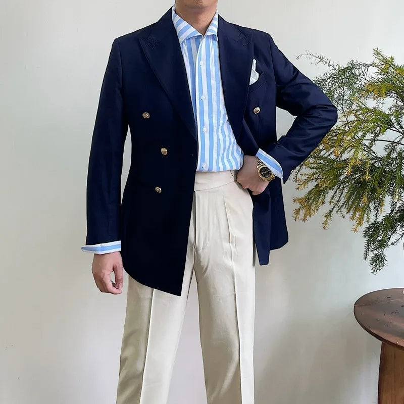 Suit For Mens Groom's Wedding 1 Pieces Slim Fit Blazer Wide Shawl Lapel Luxury Men Suit Custom Made Tuxedo Gold Button