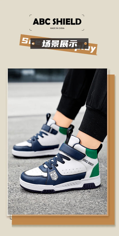 Children‘s High-top Basketball Boots Boys Girls Non-slip Basketball Trainers Outdoor Jogging Sneakers Breathable Athletic Shoes