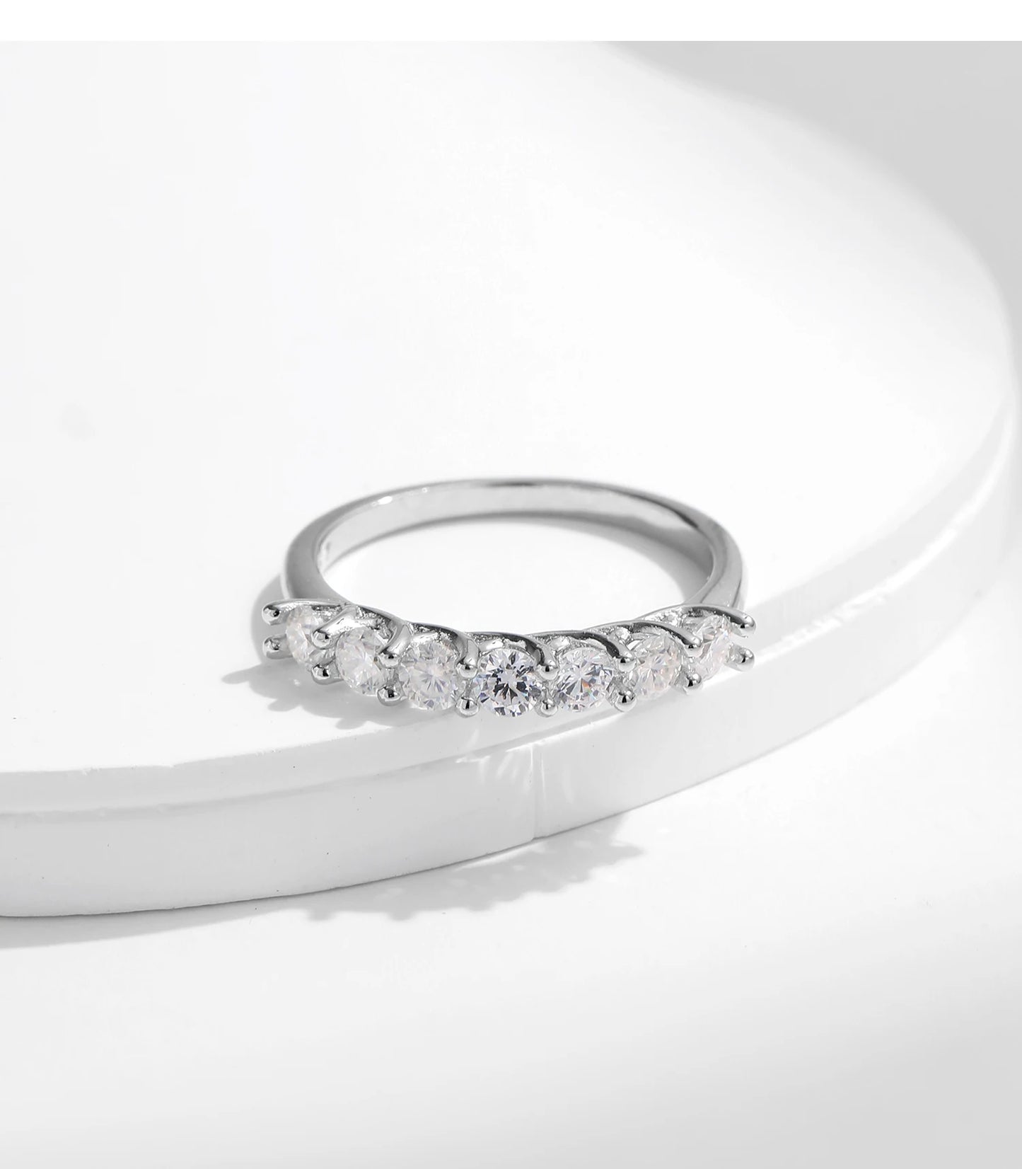 Moissanite Wedding Band 925 Sterling Silver Ring Platinum Plated Lab Diamond Stackable Crown Jewelry For Women Gifts