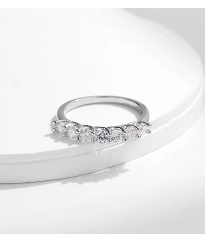 Moissanite Wedding Band 925 Sterling Silver Ring Platinum Plated Lab Diamond Stackable Crown Jewelry For Women Gifts