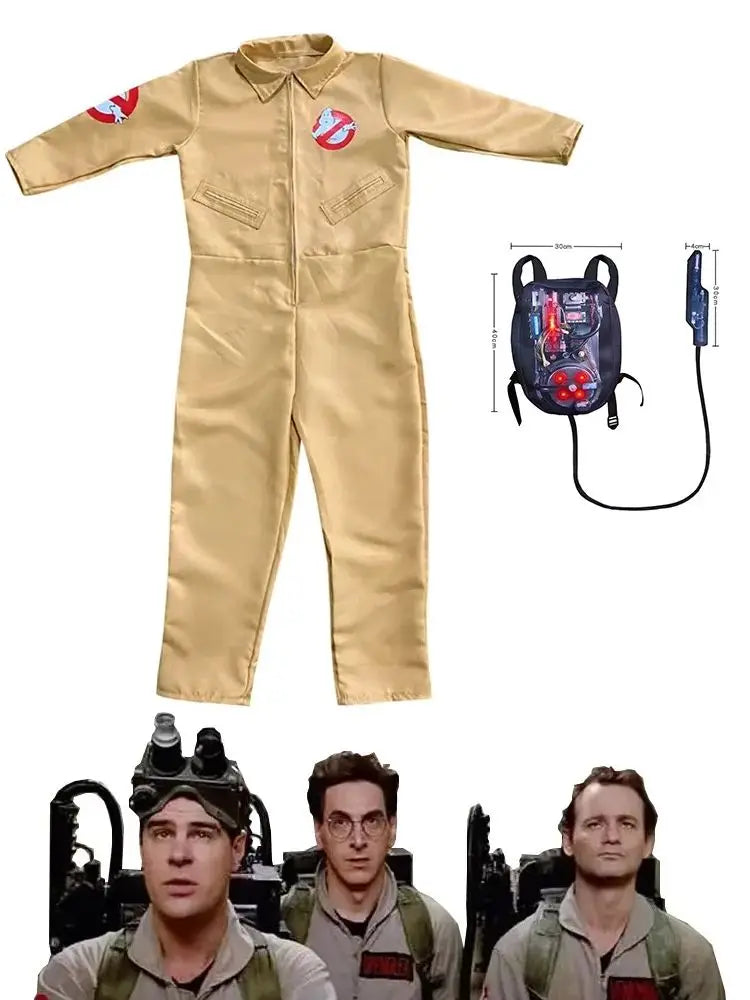 Ghostbusters Movie Kids Adults Cosplay Costume with Proton Pack Halloween Christmas Carnival Theme Party Clothes Fans Collection