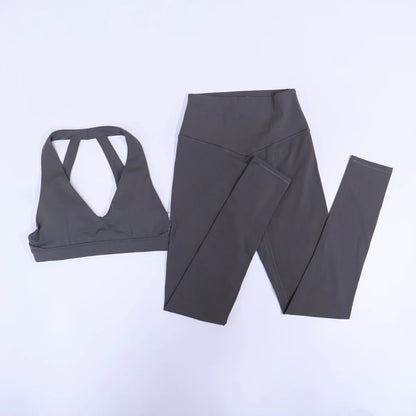 New Summer Women's Ultra Soft Sports Bra And Yoga Pants Set Fashionable Two-Piece Gym Workout Shock-Absorbing Underwear Suit