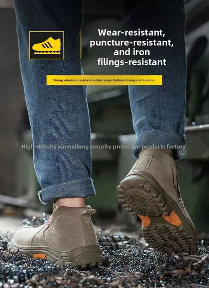Anti Smashing Plastic Steel Toe Insulated Shoes, Breathable Suede Leather, All Season Anti Scalding Welding Shoes