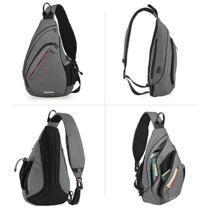Men One Shoulder Backpack Women Sling Bag Crossbody USB Boys Cycling Sports Travel Versatile Fashion Student School