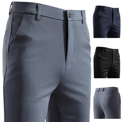 New Fashion Mens Casual Pants 4-Way Stretch Formal Dress Pants Men Regular Fit Suit Pants Work Pants Embroidery