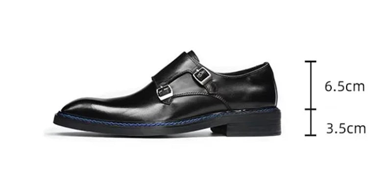 High-end Cowhide Leather Shoes For Men Square Toe Double Monk Strap Shoes Mens Dress Shoes Slip On Business Formal Shoes