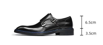 High-end Cowhide Leather Shoes For Men Square Toe Double Monk Strap Shoes Mens Dress Shoes Slip On Business Formal Shoes
