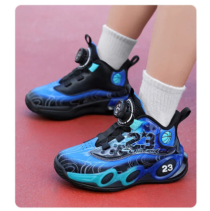 Children‘s Basketball Shoes Non-slip Breathable Basketball Sports Training Shoes Boys Girls Sneaker Outdoor Lace-up Running Shoe