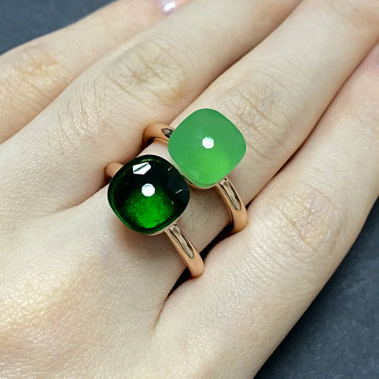 Stylish Purple Crystal Rose Gold Plated Candy Ring 30 Colors Simple Candy Color Jewelry Gift for Women Valentine's Day