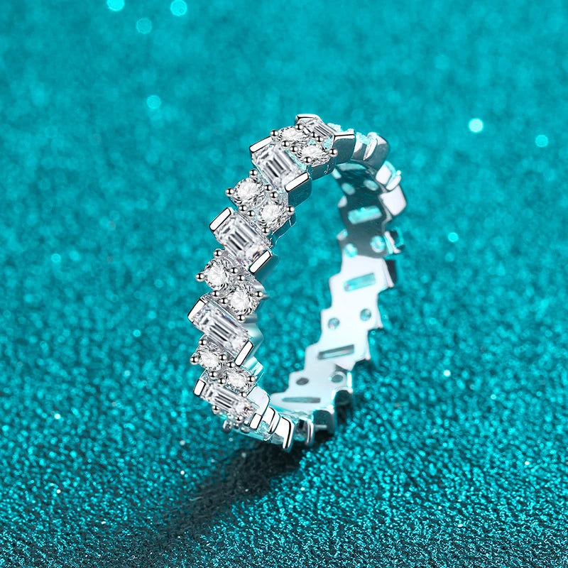 Full D Color Moissanite Diamond Rings for Women S925 Sterling Silver with Gold  Plated Wedding Engagement Band Ring