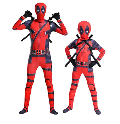 PU Sword Won‘t Break High Quality Deadpool Costume Kid Halloween Cosplay Costume Deadpool Suit Jumpsuit Deadpool Child Costume