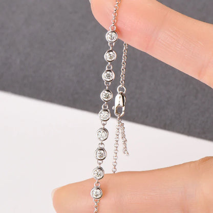 S925 Sterling Silver Bracelet for Women Round All Moissanite Charm Bracelets Chain Wedding Fine Jewelry Gifts pulseras