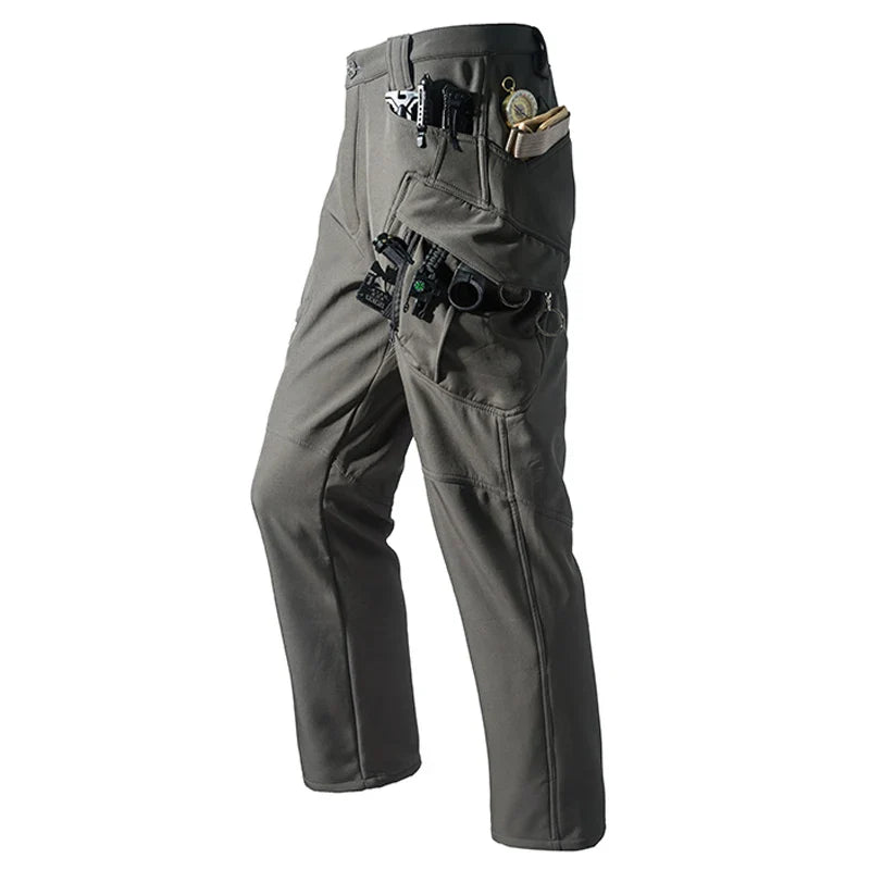Men's City Cargo Autumn Winter Fleece Softshell Hiking Pants Fishing Climbing Trekking Casual Hunting Camping Trousers M-5XL