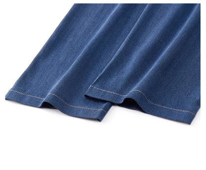 Spring Summer Brand Clothing Lyocell Fabric Men's Jeans Classic Business Straight Denim Pants Work Trousers Male Plus Size 29-40
