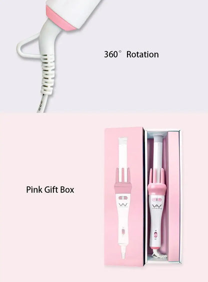28mm magic curler set pink automatic curler lazy curler with free hair clip comb (VAV-022B authentic)