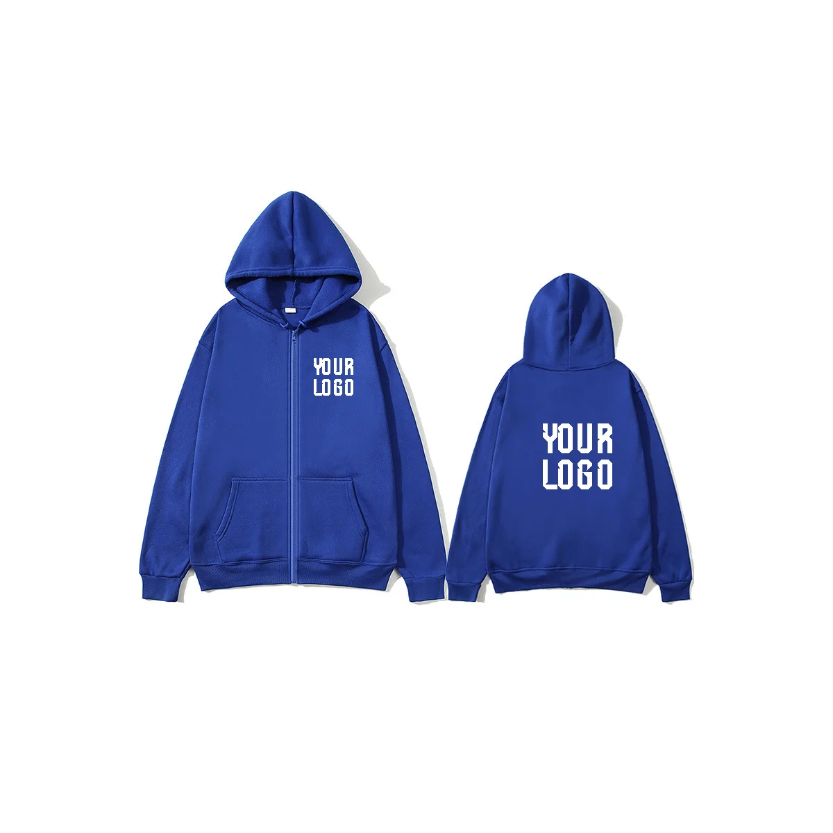 Solid color zipper hoodie | Customizable text pattern jacket | unisex, team customization