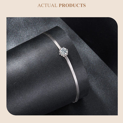 925 Sterling Silver 0.5CT Flower Buds Moissanite Bracelet Prong Setting Adjustable Snake Chain for Women Anniversary Gift