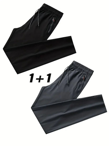 2 Pieces Men's Casual Pants Stretch Elastic Waist Jogger Korean Classic Blue Black Gray Male Brand Trousers Plus Size