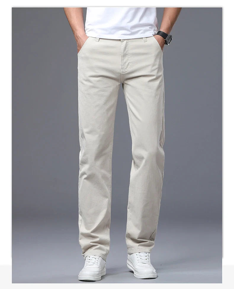 Men's Straight Leg Jeans Slim Fit Stretch Comfort Denim Pants Korean Casual Fashion Minimalist Business Male Daily Trousers