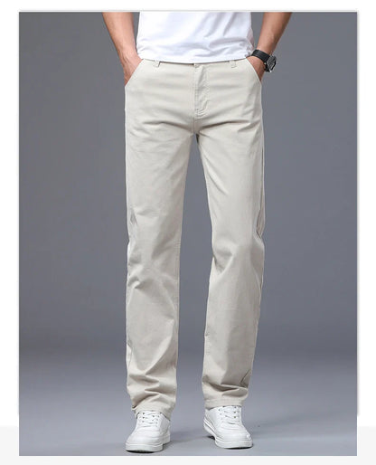 Men's Straight Leg Jeans Slim Fit Stretch Comfort Denim Pants Korean Casual Fashion Minimalist Business Male Daily Trousers