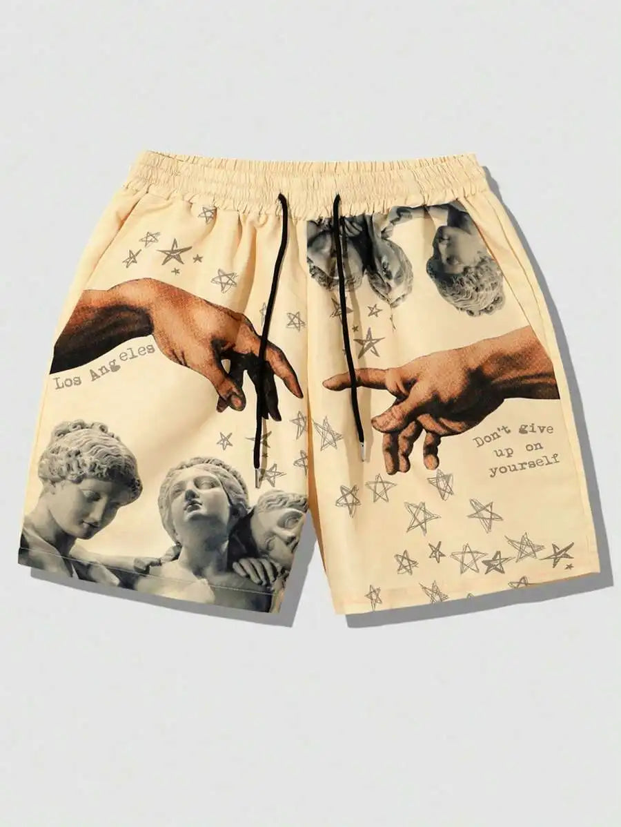 Men's Summer Shorts Loose Luxury Shorts 3D Printing Casual Sculpture Print