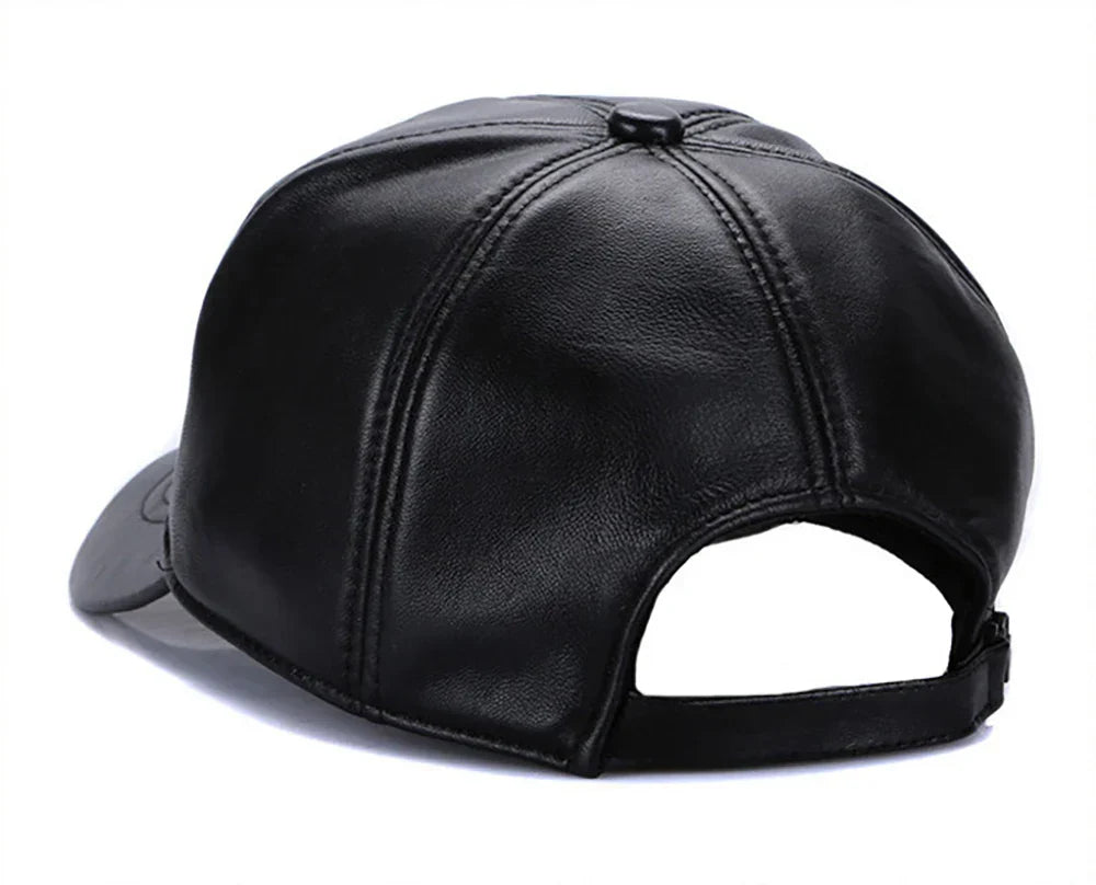 New 2026 Street Hip Hop Hat Leather Hat Fashion Adult Leather Hat Men's Warm Leather Baseball Cap Male Men Outdoor Windproof Hat