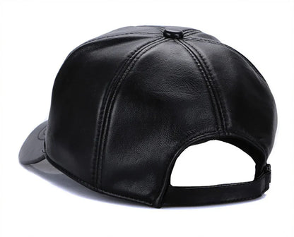 New 2026 Street Hip Hop Hat Leather Hat Fashion Adult Leather Hat Men's Warm Leather Baseball Cap Male Men Outdoor Windproof Hat