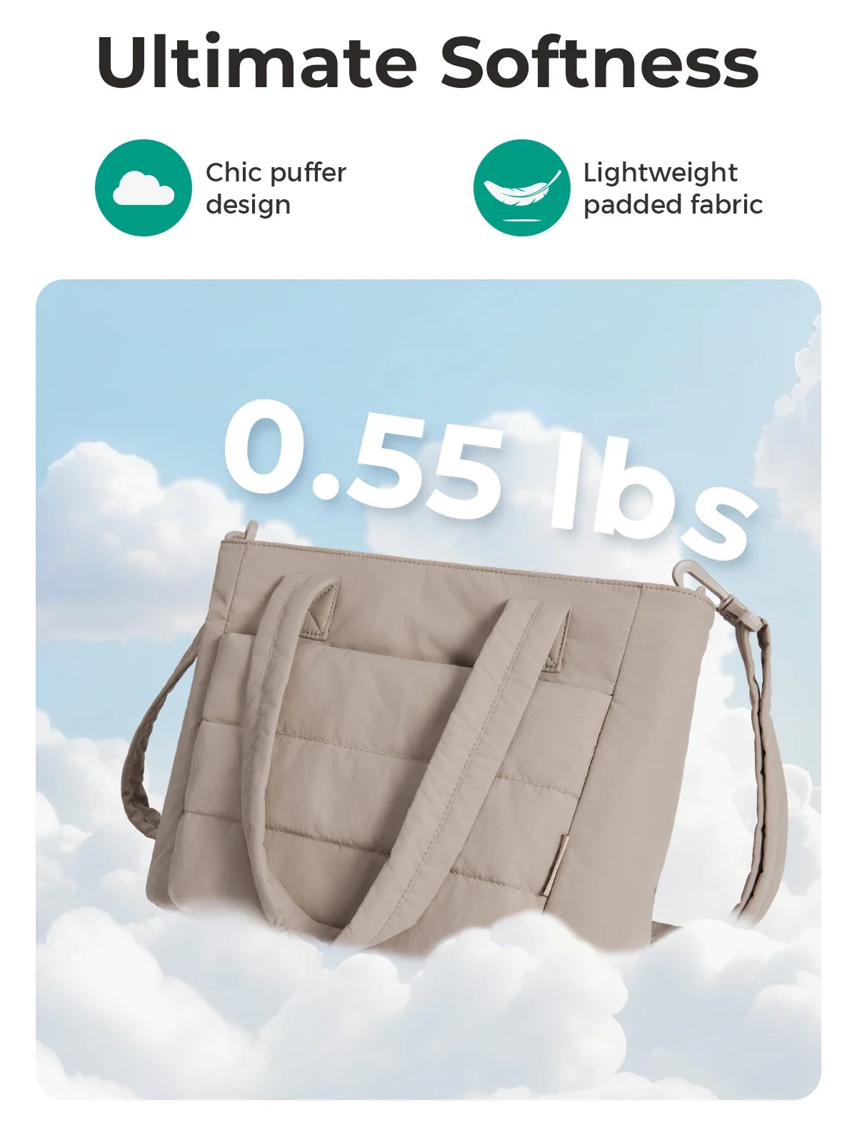 Women’s Tote Bag Padded Single Shoulder Bag Large Capacity Student College Crossbody Bag Casual Outdoor Handbag