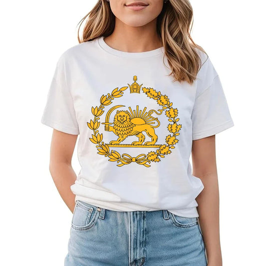 Lion and Sun Iran Persian Flag Iran Tshirt Khorshid Graphic T-Shirt Daily Life Casual Men Women Unisex Cotton Streetwear