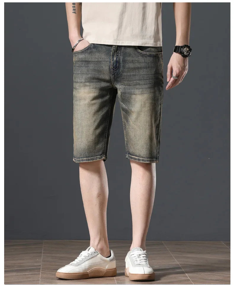 2025 New Summer Brand Stretch Thin Bermuda Masculina Cotton Denim Jeans Men Knee Length Soft Ropa Hombre Shorts