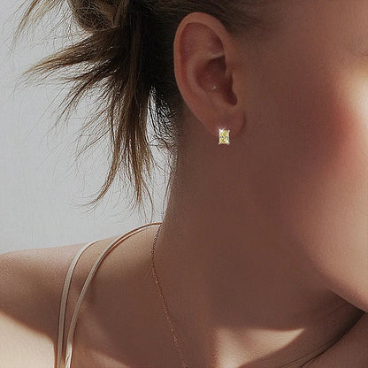 100% 925 Sterling Silver Sparkling 5*7mm Yellow Zircon High Carbon Diamond Stud Earrings For Women Party Fine Jewelry Gift