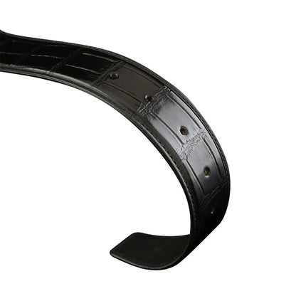 3.8 wide punched men's cowhide leather belt, high-end fashion trend crocodile pattern genuine leather belt without buckle durabl