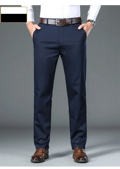 Fiber Men's Casual Pants Anti-wrinkle Comfortable Baggy Straight Business Formal Trousers Male Brand Clothing