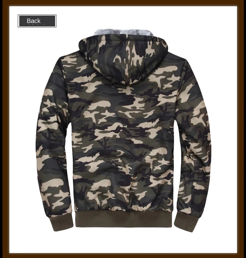 Men's Zip Up Hoodie camouflage Heavyweight Winter Sweatshirt Fleece Sherpa Lined Warm Jacket