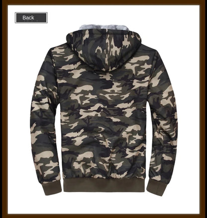Men's Zip Up Hoodie camouflage Heavyweight Winter Sweatshirt Fleece Sherpa Lined Warm Jacket