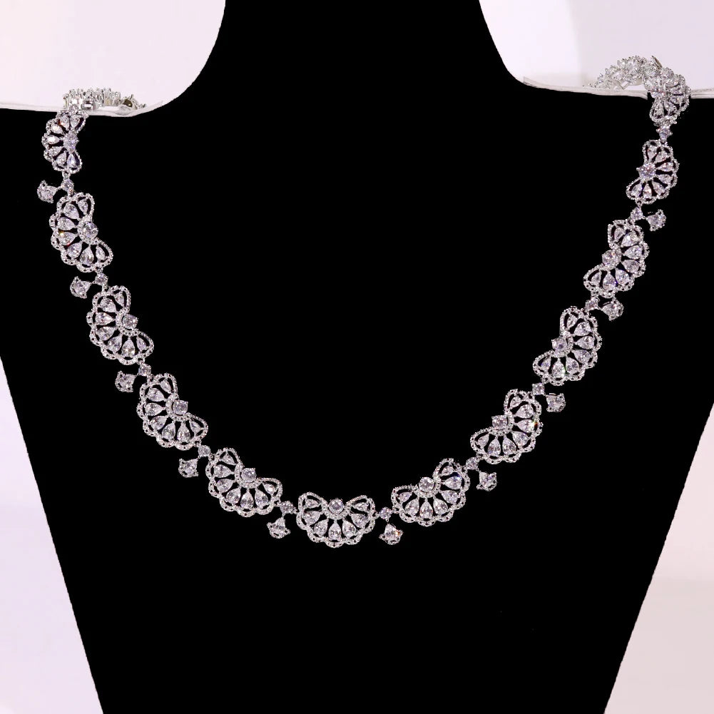 New Design Nigeria 2pcs Bridal Zirconia Jewelry Sets For Women Party ,Luxury Dubai   Wedding CZ Necklaces Accessory Girl Gift