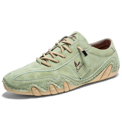 Spring Handmade Leather Casual Men Shoes Design Fashion Sneakers Man Loafers Breathable Soft Flat Shoes Driving Shoes