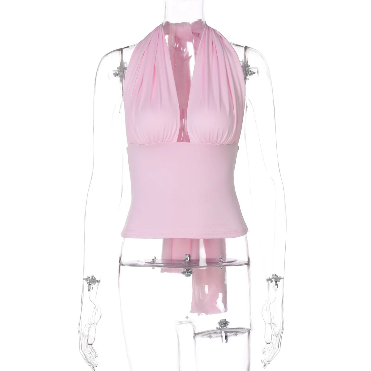 Halter Neck Backless Sexy Vest Women's Summer Slim Strappy Fashion Elasticity V-Neck Vest Solid Vacation Party Female Top 2026