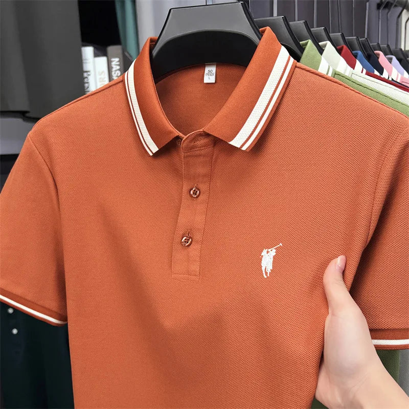 100% cotton luxury brand short sleeve polo shirt men new classic pony embroidery summer T-shirt high-end fashion casual Paul top