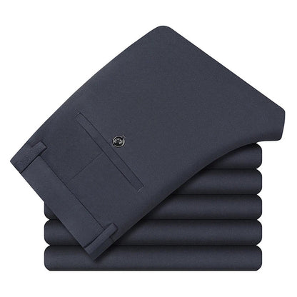 Premium Men's Loose Straight Stretch Trousers – Solid Color Formal Business Pants for All-Day Comfort & Professional Style