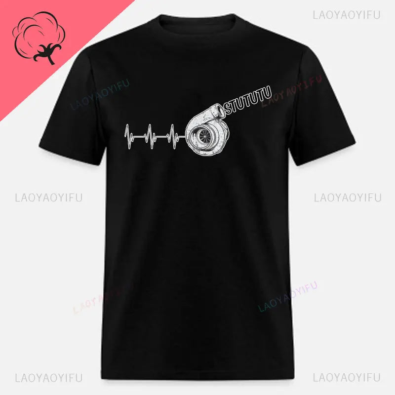 New Boost Turbo Engine Printing T-Shirt Car Parts Funny Mechanic Cotton Teemen 2024 Summer Fashion Top Personality Mans Clothing