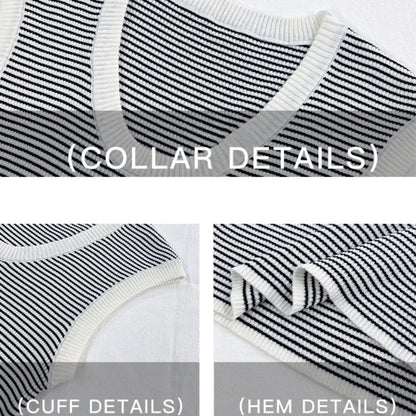 2026 Spring Summer O-Neck Striped Vest Top Simple Slim Fit Sleeveless Casual Versatile Women's Tank Top
