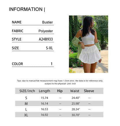 Summer 2025 Women's Pure Color Ruffle Casual Skirt Y2K Tie Mini Polyester Comfortable New Fashion for Ladies