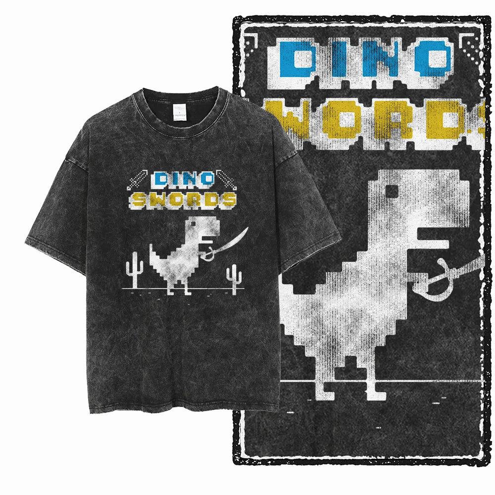 THEME Printed Cotton Acid Washed Exclusive Graphic Unisex T Shirt Cool Streetwear Men Tshirts Big Size Tee for men
