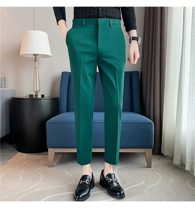 Men Solid Boutique Suits Pants Male Formal Wear Wedding Dress Trousers Quality Men British Style Business Casual Suit Pants 36